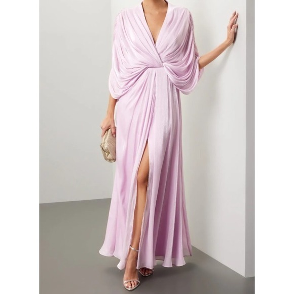 Badgley Mischka Dresses & Skirts - MSRP $880 Badgley Mischka Draped Dolman Sleeve Chiffon Gown Sz 2 Lavender Lilac